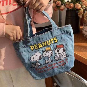 Cowboy handbag cartoon cute bento bag denim small bag lunch box bag